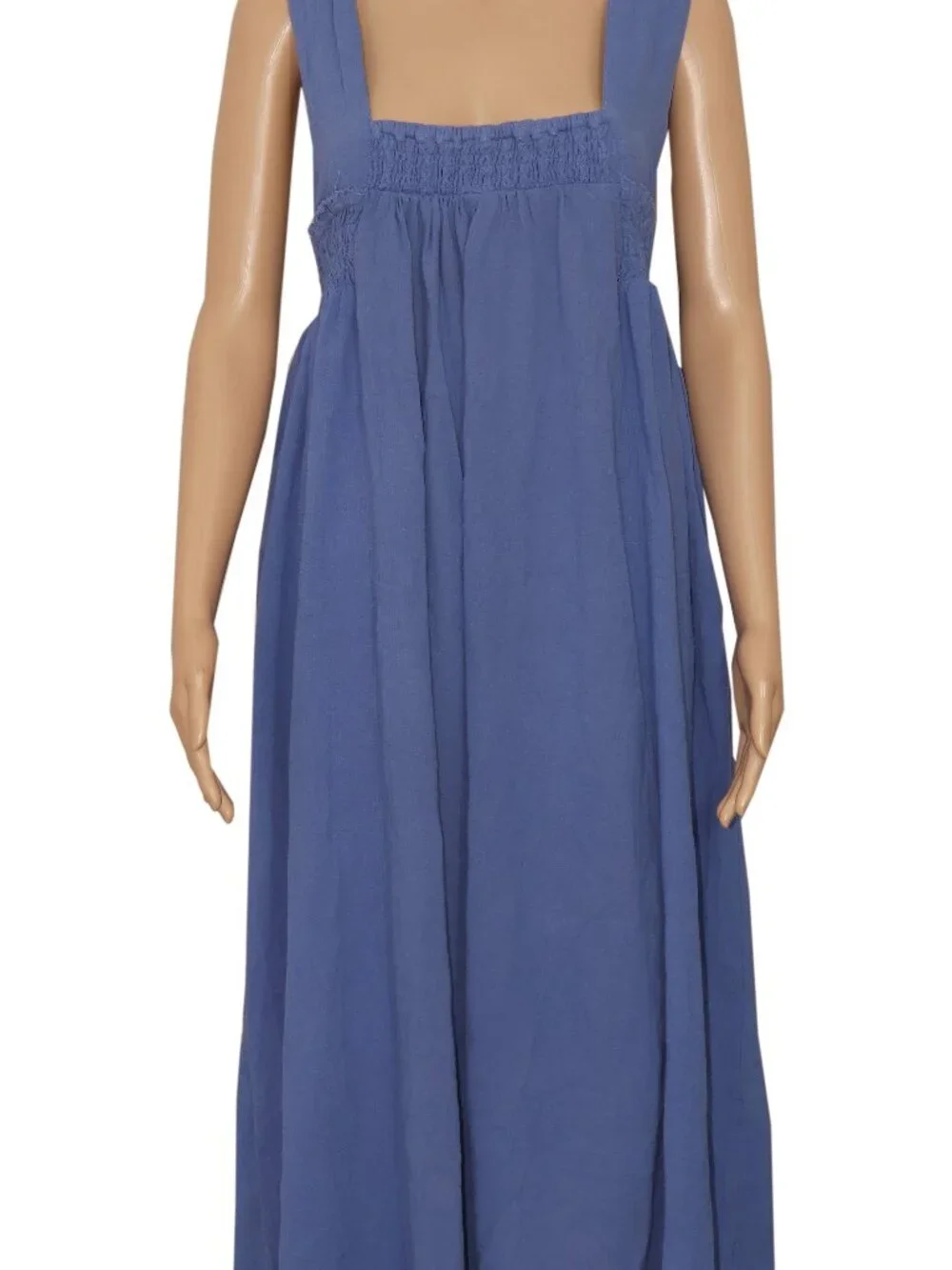 Free People Delphine Midi Dress Sleeveless Pull On Smocked Square Neck S